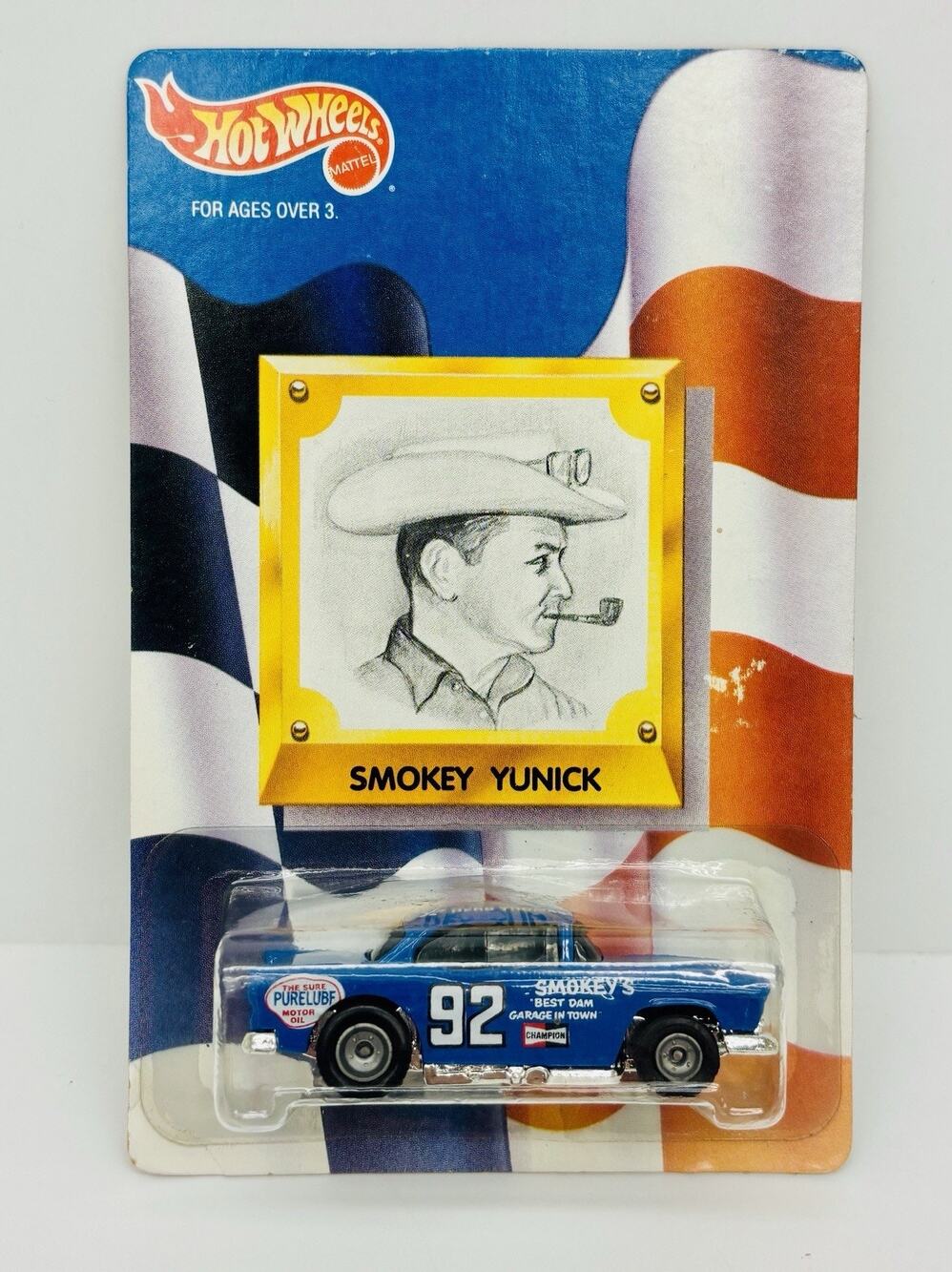 Hot Wheels Smokey Yunick '55 Chevy Part 1 Blue #92 Stock Car w/ Protector Case